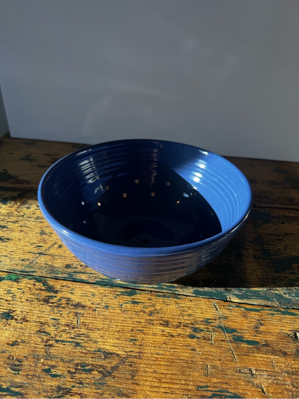 Handcrafted Blue Ceramic Fruit Bowl